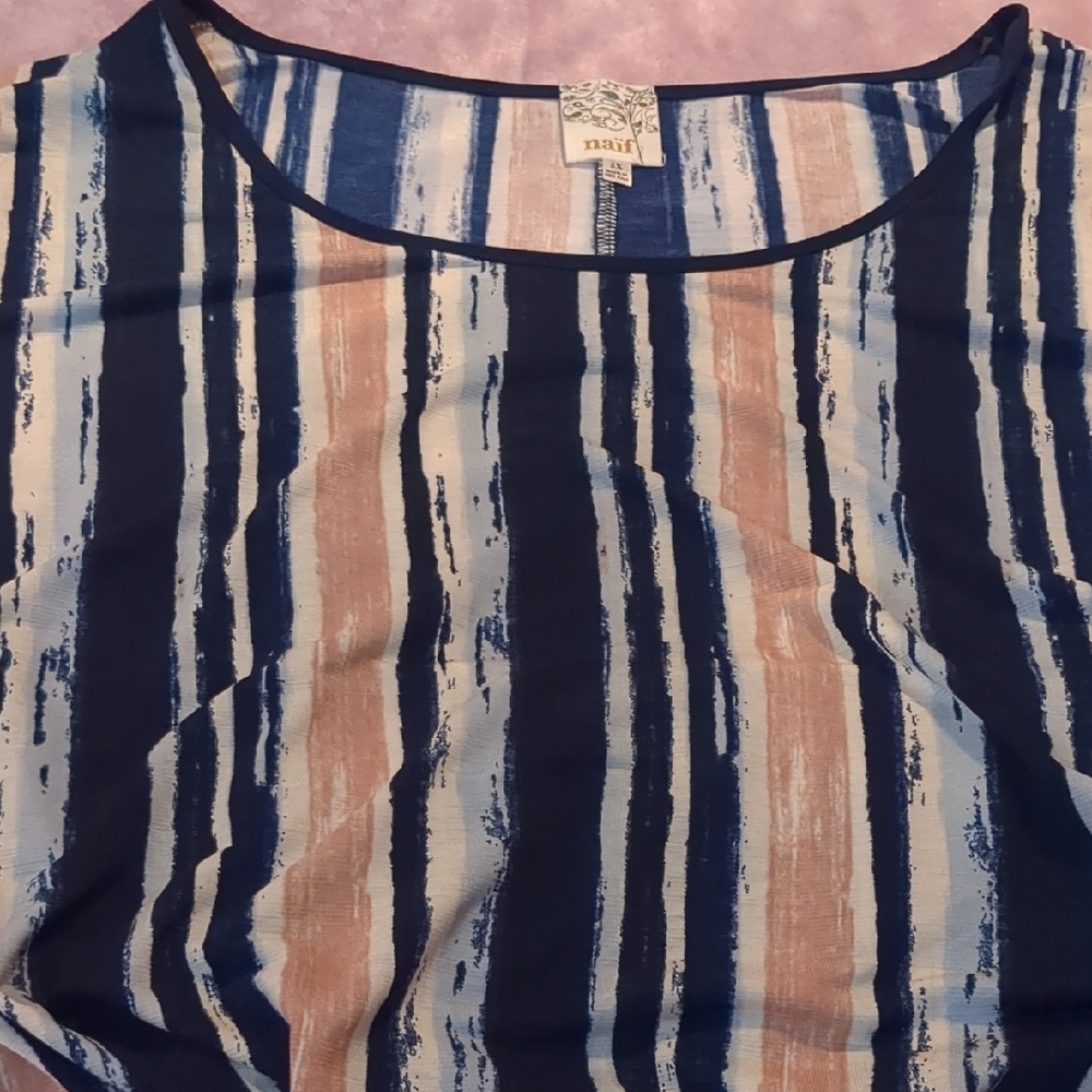 NAIF Blue and Black Sleeveless Blouse